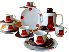 Seltmann Weiden Geometrisch Orange Braun 70er Jahre Kaffeeservice für 6 Personen