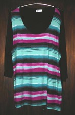 schönes Shirt - Tunika von Ulla Popken - schwarz-türkis-pink- Gr. 50/52