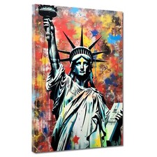 Pop Art Freiheitsstatue, NY Leinwandbild Wandbild Kunstdruck XL Deko