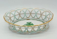Runde Korbschale, Durchmesser ca. 18 cm, Herend Apponyi grün, Model 7404/RV 7