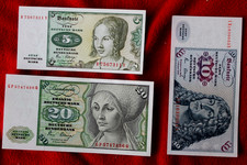 46441 3 Geldscheine 5 / 10 / 20 DM 1980 Deutschland Druckfrisch