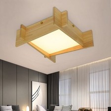 LED Deckenleuchte Holz Glas