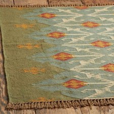 Teppich Wolle Jute Indianer Dorf Vintage Kelim Handgewebt Carpet Rechteckig V...