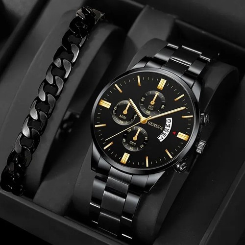 Herren armbanduhr schwarz - armbanduhr, gold