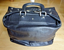 Antik AIGNER Vintage Reisetasche Arzttasche Hebammentasche schwarzes Leder