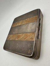 Einzigartiges Vintage-Silber-Zigarettenetui mit Holzintarsien & Art-Déco-Gravure