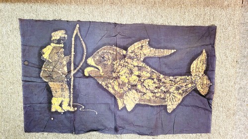 Batik bild stoff wachs fisch - bild,