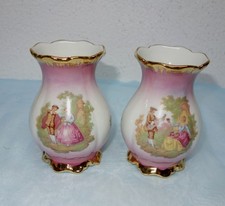 Kleiber Porzellan Vase 12 cm, 22 Karat Goldauflage Motiv nach Fragonard, Auswahl