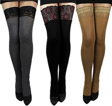 Sehr warme halterlose Strick-Strümpfe 200 den blickdicht weich für Winter S-XXXL