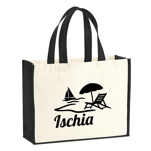 Jutetasche ischia inselmotiv - jutetasche,