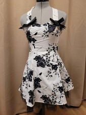 Petticoat Rockabilly Kleid Mit Unterrock Minikleid Schwarz Weiß Gr. XS (Nr. 203)