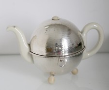 WMF 0,7L / BAUSCHER Germany Porzellan Teekanne Warmhaltekanne (versilbert?)