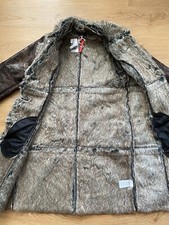 Judith Williams Lederimitat Mantel Gr.34 - NEU - Braun Bedruckt Fell gefüttert