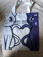 90er Sailor Moon Beutel aus Leinen Artemis Luna Beidseitig Druck, Top Zustand 