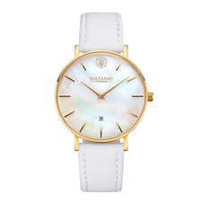 Moyen Damenuhr Gold Perlmutt