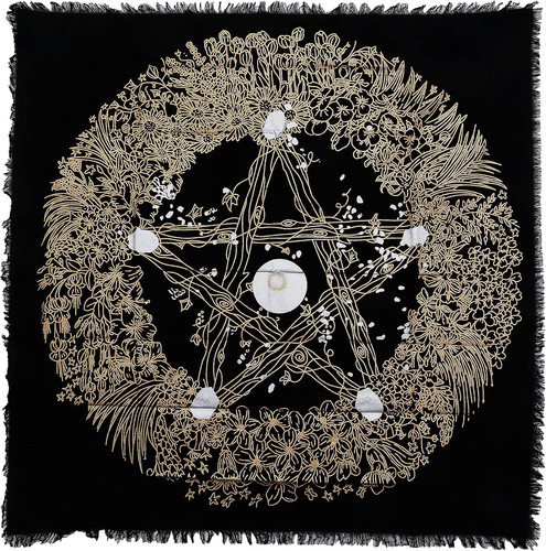 Floral pentagramm alter tuch - floral,