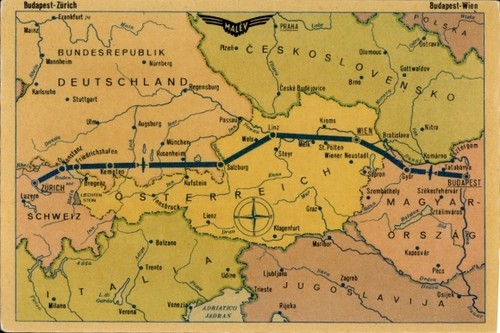 Landkarten fluglinie malev - ak,