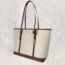 Michael Kors MK Tasche Shopper Jet Set Travel Large LG Vanilla Creme Gold NEU