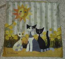 Kissenbezug gelb Katzen Rosina