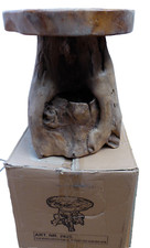 Wurzelhocker 40 / 35 cm Blumenhocker Rundhocker Teakholz Wurzelholz Kunst Unikat