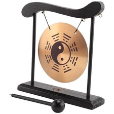 Desktop-Gong - Feng Shui Messing-Gong-Desktop-Ornament mit StäNder und Hamm4638
