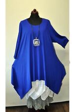 Designer-Lagenlook A-Linie-Zipfel-Long-Tunika ROYAL-BLAU Gr.1 42,44, L,XL