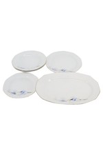 Wunsiedel Retsch Speiseservice 5-teilig Porzellan Weiß Blumen Goldrand Klassisch