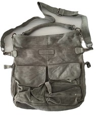 LIEBESKIND BERLIN Schultertasche Leder Wildleder Messenger Crossbody Hellgrau