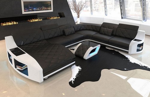 Wohnlandschaft leder sofa led - wohnlandschaft,