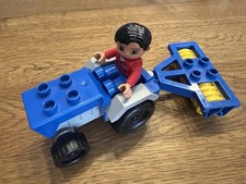 Lego Duplo Traktor blau mit Anhänger Walze S0031