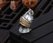 B25 Anhänger Helm Ritterhelm mit aufklappbarem Visier Sterling Silber 925