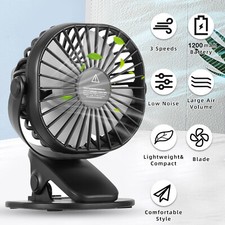 Mini Tisch Lüfter Leise Ventilator Clip Tischventilator mit Akku Leise USB Fan