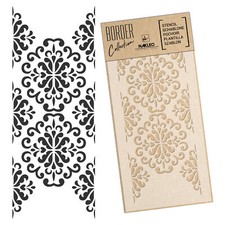 BORDÜRE Wiederverwendbare Kunststoff-Schablone 21x45 / 45x95 DAMAST ORNAMENT #4