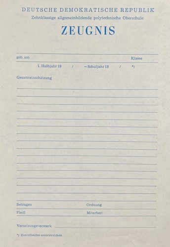 Ddr zeugnis schul - ddr, schul-zeugnis