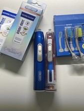 2xemmi-dent Elektrische Zahnbürste Ultraschall Blau & transparent mit neuem Zub