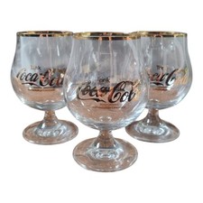3x Vintage Coca Cola Glas Schwenker Gläser Set Gold Rand