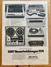 Sony HiFi Tape Plattenspieler Tonband Original 1974 Vintage Advert Werbung