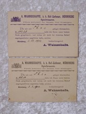 2 x Ganzsache A. Wahnschaffe k. b. Hoflieferant Spielwaren Nürnberg Reklame