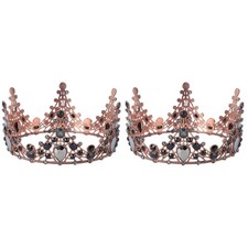  2 Stück große Krone Retro Barock Krone Strass Krone Haarschmuck für Hochzeit