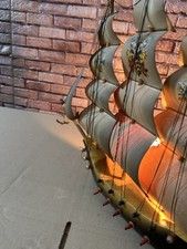 Antike Lampe, Tischlamape, Segelschiff, Schiff Holz Handarbeit Alt Leute 40x50cm