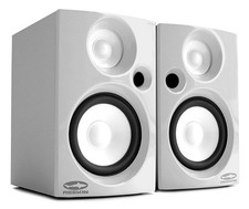 Reekin Bonito • 2-Wege Aktiv Boxen • Speaker • Holz-Gehäuse • 2x 5W • weiß/grau