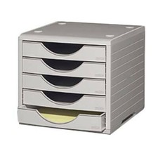 Schubladenbox lichtgrau DIN C4 mit 5 Schubladen OD - SOFORT 2. Wahl / B-Ware