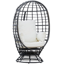 Drehstuhl Egg schwarz Rattan