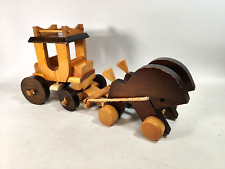 DDR Vintage Holzspielzeug  Plaho Pferdegespann mit Kutsche