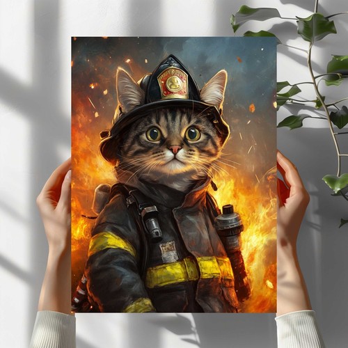 Katze als feuerwehrmann - katze,