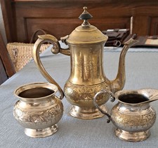 Orientalische? versilberte? Kaffeekanne Teekanne Kanne Kaffekern Metall m.Punze