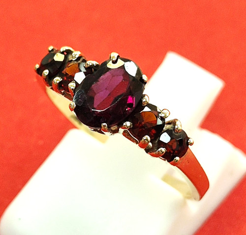 Damen granat ring gelb gold - ring, gelb-gold