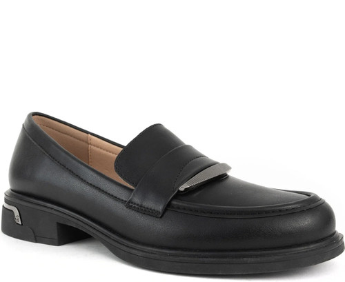 Black elegant closed loafers - black,