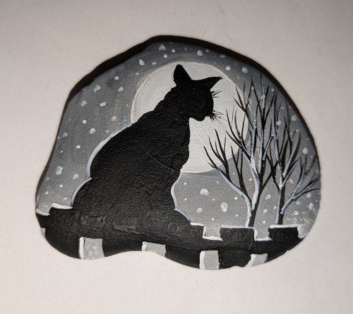 Bemalter stein katze im - stein,,