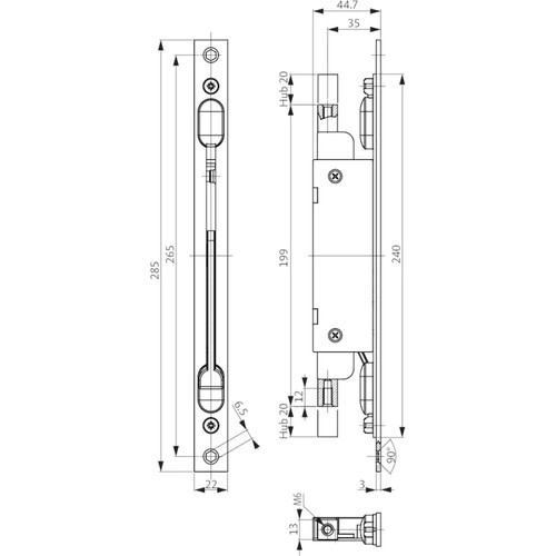 Türkantriegel 18980 mit - b-18980,,
